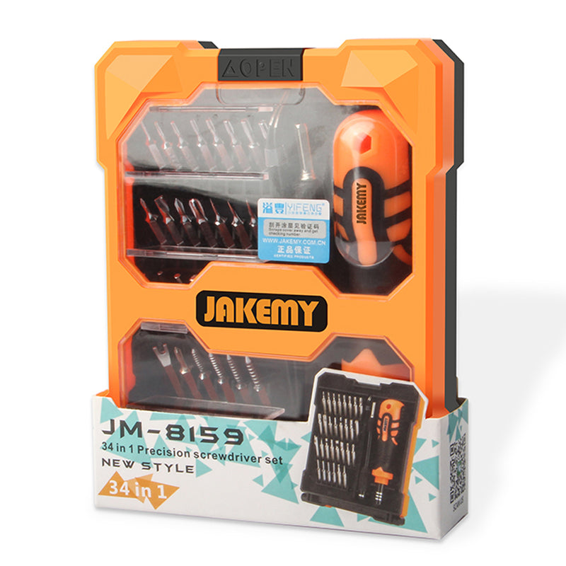 JAKEMY JM-8159 Portable 34-in-1 Precision Screwdriver Set Household Repair Tool Bits for Cellphones, Laptops