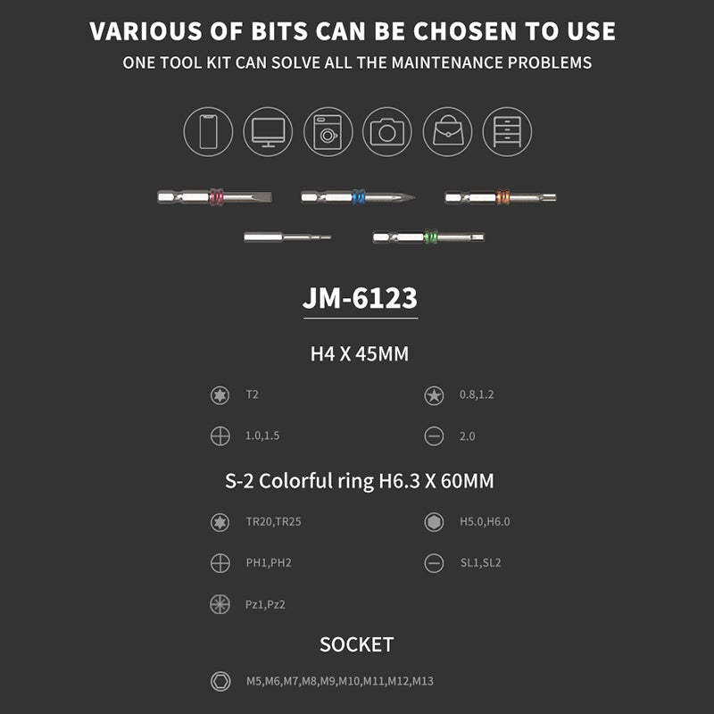 JAKEMY JM-6123 31-in-1 Multifunction Hardware Hand Tool Set Portable Screwdriver Bits for TVs, Computers