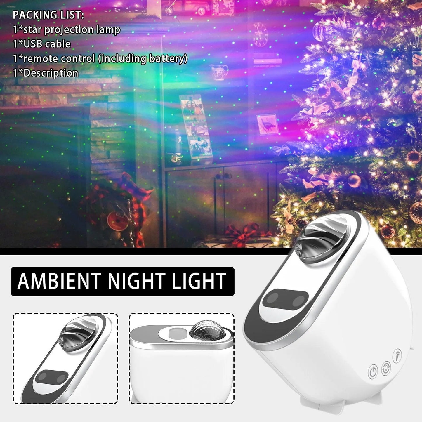 Northern Light Projector Night Light Galaxy Star Projector Starry Sky Moon Lamp Bedroom Decoration (Bluetooth Version)