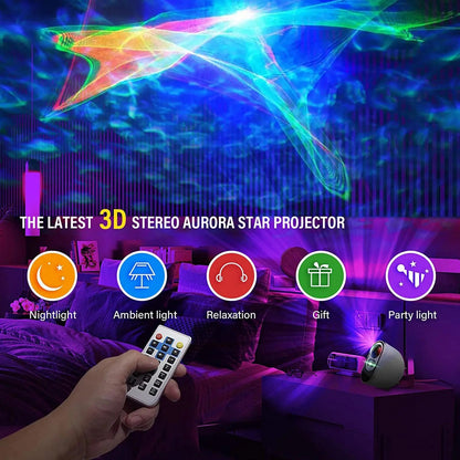 Northern Light Projector Night Light Galaxy Star Projector Starry Sky Moon Lamp Bedroom Decoration (Bluetooth Version)