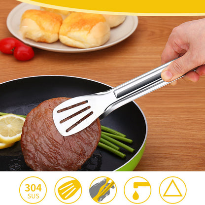 BOMS 29cm BPA Free Kitchen Food Tong Multi-Function 304 Stainless Steel Barbecue Cooking Steak Bread Clip (without FDA Certificate)