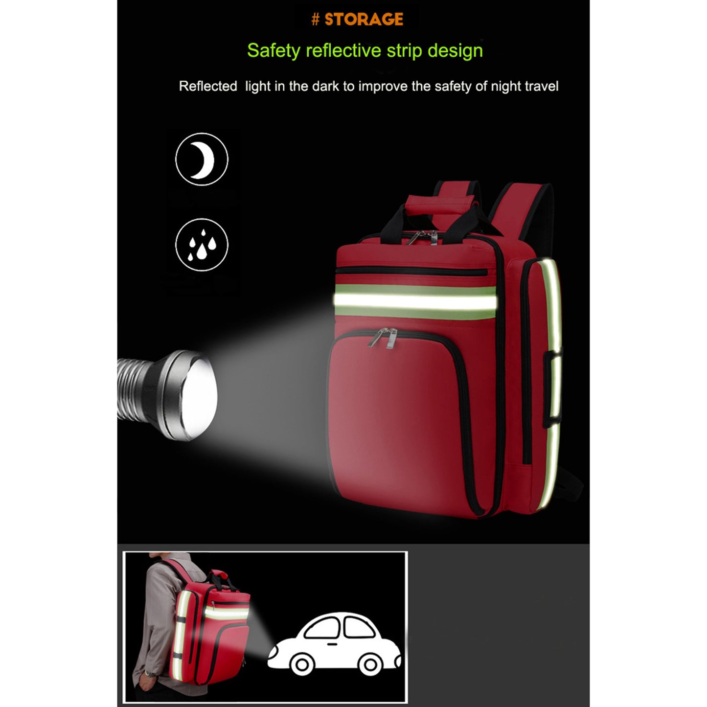 0908 First Aid Emergency Rescue Backpack Civil Air Defense Earthquake Relief Storage Bag Large Capacity Survival Kit Carrying Bag