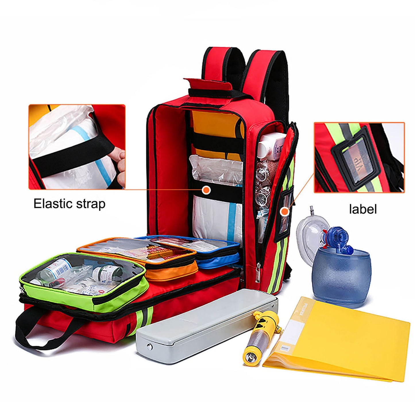 0908 First Aid Emergency Rescue Backpack Civil Air Defense Earthquake Relief Storage Bag Large Capacity Survival Kit Carrying Bag