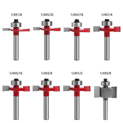 C0714410R 1 / 4"x3 / 8" Shank Router Bit T-Shape Grooving Cutter Alloy Milling Cutter for Wood MDF Woodworking Tool