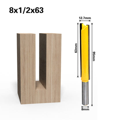 8mmx1 / 2 Inchx63mm Shank for Wood Trimmers, Shark Alloy Cutter Woodworking Straight Plunge Knife