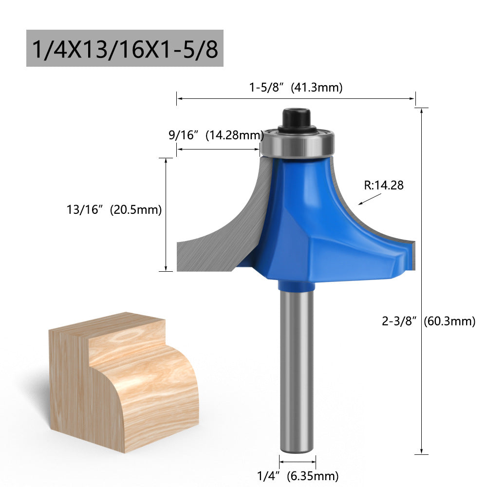 MC01035S41 1-5 / 8" Width Woodworking Cutter Tool Round Over Bit 1 / 4 Inch Shank Milling Cutter Router Bit, with Storage Box