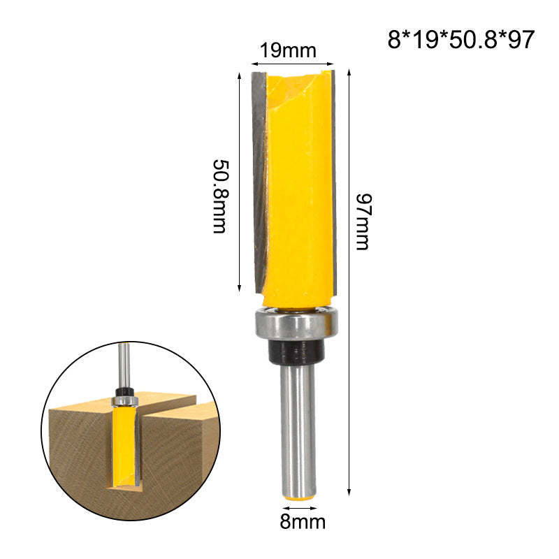 MC02214 8mm Shank Flush Trim Router Bit Straight End Template Wood Milling Cutter Carpenter Tool with Plastic Box