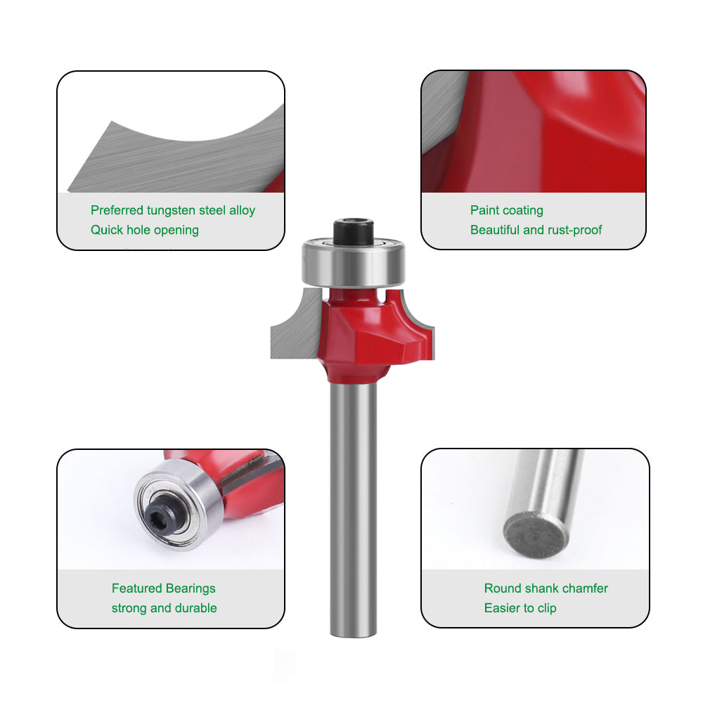 MC01035S21 1 / 4 x 13 / 16 Inch Woodworking Necking Tool Round Over Bit Wood Trimming Milling Cutter with Plastic Box