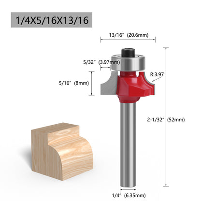 MC01035S21 1 / 4 x 13 / 16 Inch Woodworking Necking Tool Round Over Bit Wood Trimming Milling Cutter with Plastic Box