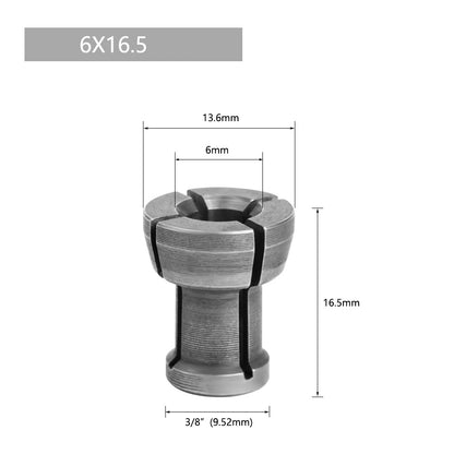 6PCS M17 Nut + 6mm / 6.35mm / 8mm / 9.5mm / 10mm M17 Nut Bit Head Collet Adapter for Engraving Trimming Machine Tool