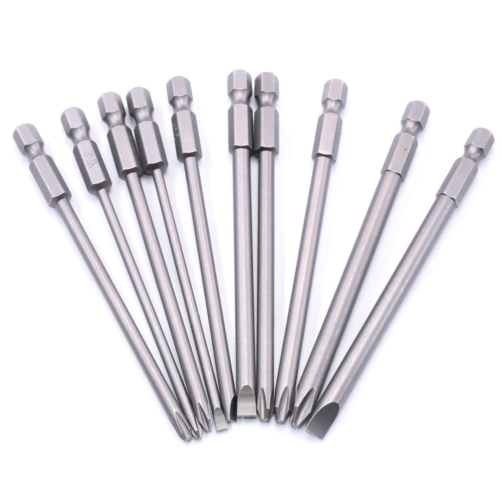 10PCS Hex Screwdriver Bit Heads Slotted Phillips Drill Head Set 100mm Length S2 Steel with Magnetic for Power Screwdriver Drill