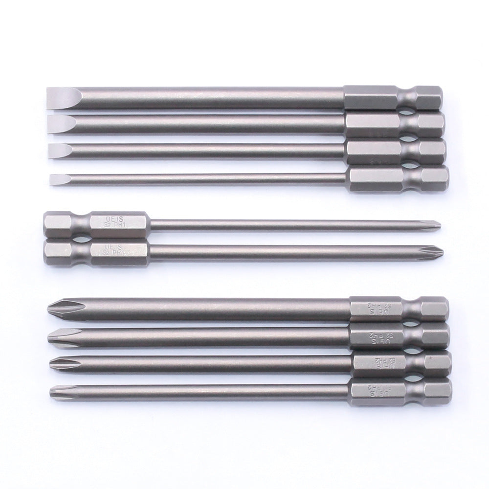 10PCS Hex Screwdriver Bit Heads Slotted Phillips Drill Head Set 100mm Length S2 Steel with Magnetic for Power Screwdriver Drill