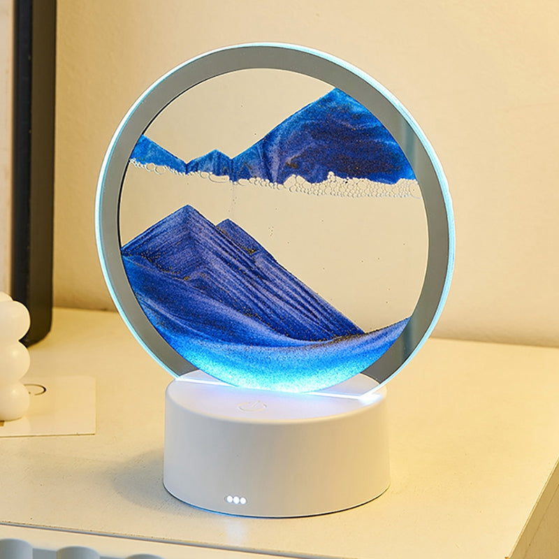 3D Quicksand Table Lamp Dynamic Sand Painting Night Light with Touch Switch Home Decoration