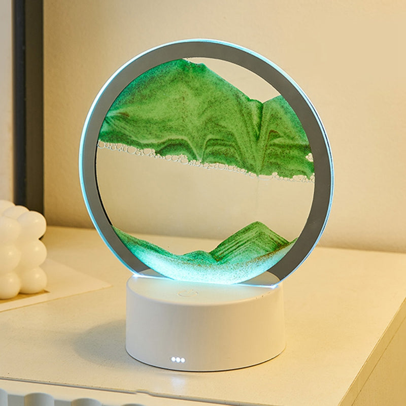 3D Quicksand Table Lamp Dynamic Sand Painting Night Light with Touch Switch Home Decoration