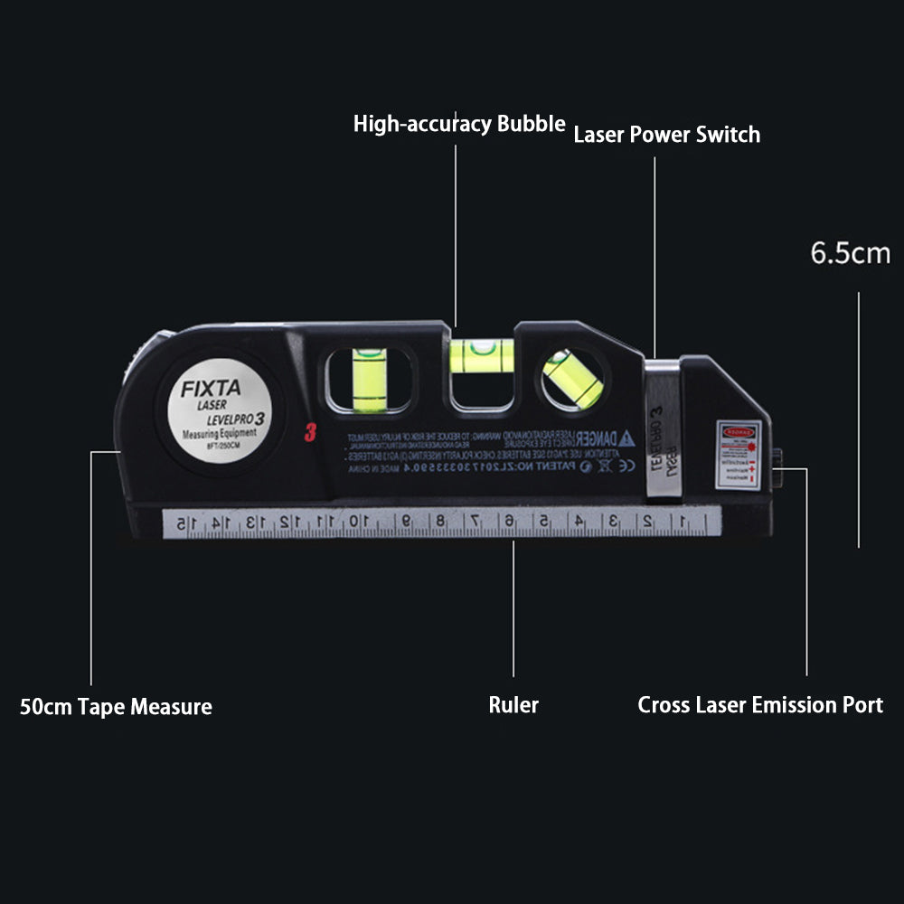 Multifunction Cross / Straight Line Infrared Laser Level Horizontal Vertical Laser Leveling Instrument Measure Tape