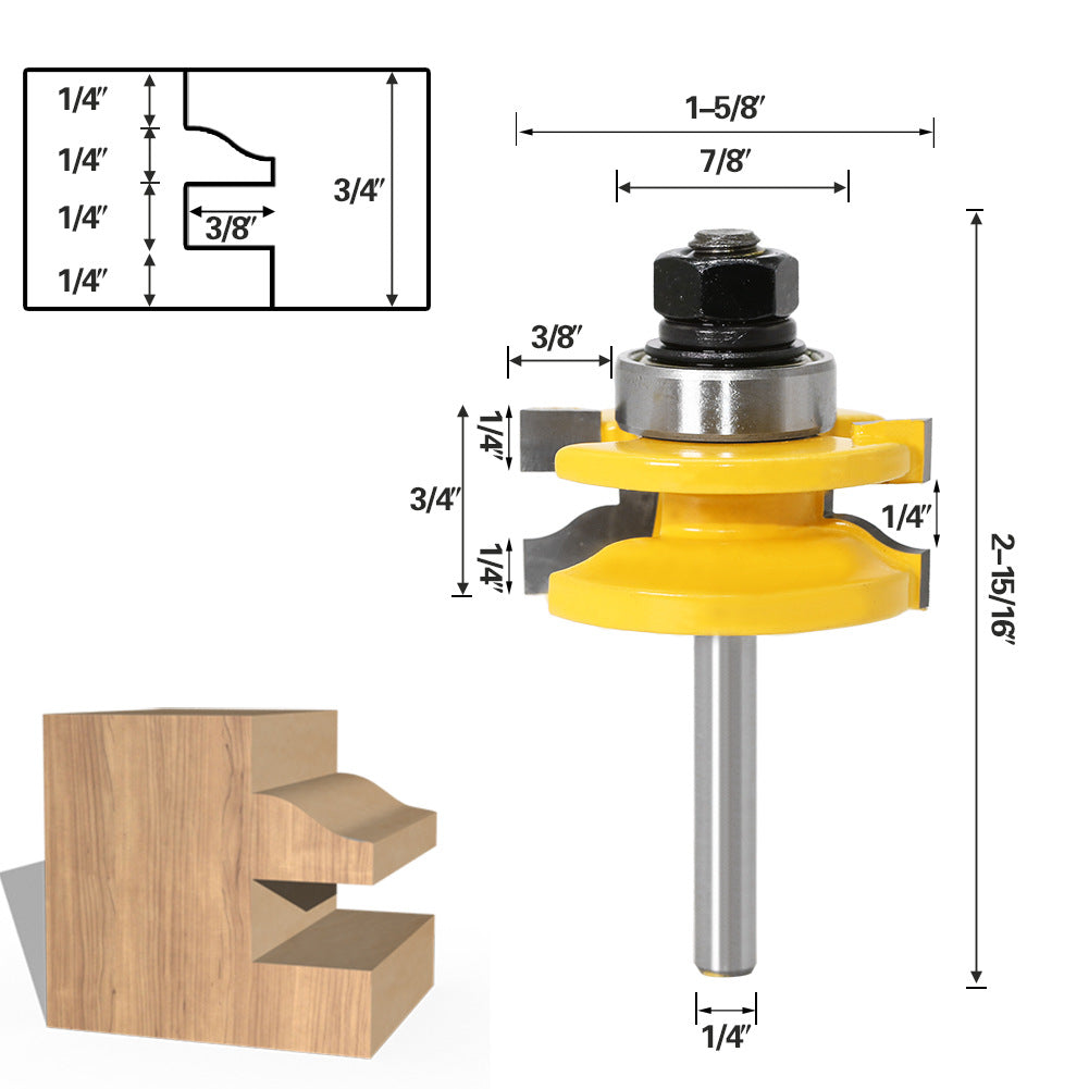 3Pcs Router Bit Set 1 / 4&quot; Shank Woodworking Wood Cutter Groove Engraving Milling Tool