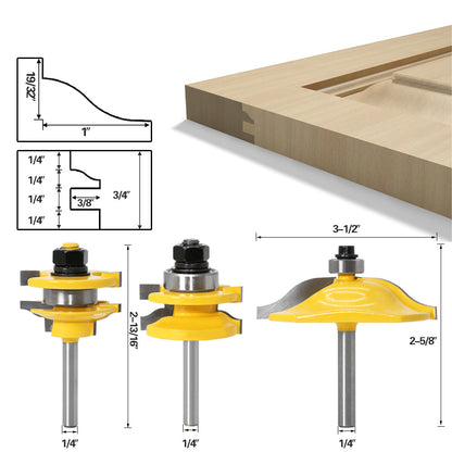 3Pcs Router Bit Set 1 / 4&quot; Shank Woodworking Wood Cutter Groove Engraving Milling Tool