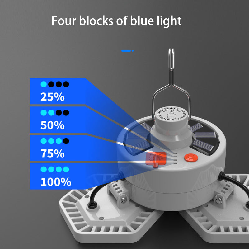 V126 Solar Outdoor Light 3 Leaves Camping Emergency Lamp Power Bank Phone Charger with Hanging Hook and Remote Control