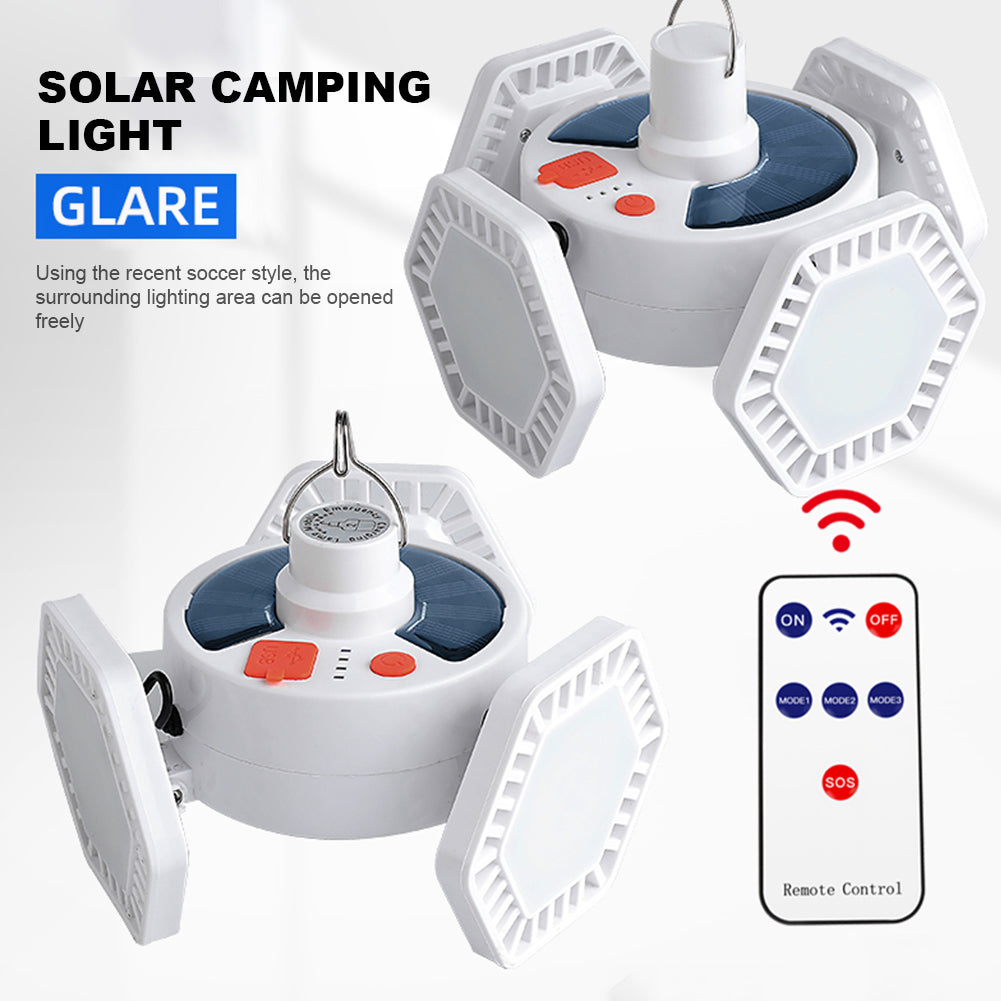 V169 4-Sided Outdoor Camping Lights Solar Charging Emergency Tent Lights Support Charging Phone (RC Version)