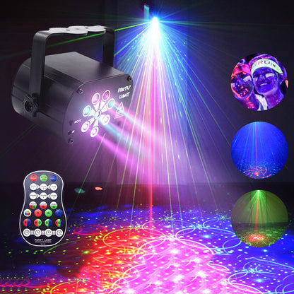 UV 8-hole 120-pattern DJ Disco Light LED Party Lights USB Rechargeable RGB Laser Projection Lamp