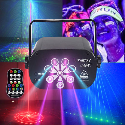 UV 8-hole 120-pattern DJ Disco Light LED Party Lights USB Rechargeable RGB Laser Projection Lamp