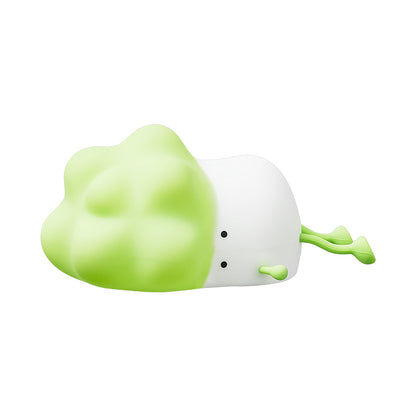 K-1110 Cute Cabbage Shape Night Light Soft Silicone Stress Relief Hand Toy LED Lamp with Phone Holder Stand and Timer Function