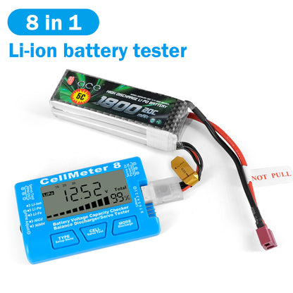 Cellmeter 8-in-1 Digital Battery Capacity Checker Controller Tester Voltage Tester for Li-Po Li-ion NiMH Nicd Cell Meter