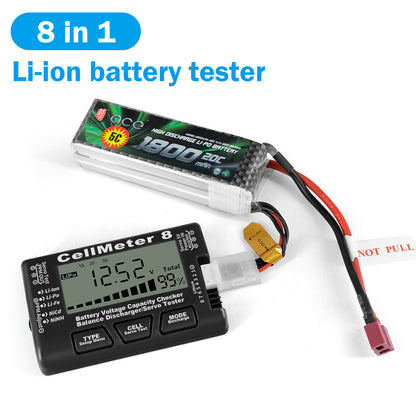 Cellmeter 8-in-1 Digital Battery Capacity Checker Controller Tester Voltage Tester for Li-Po Li-ion NiMH Nicd Cell Meter