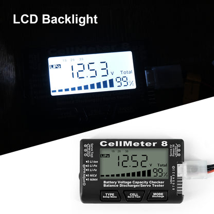 Cellmeter 8-in-1 Digital Battery Capacity Checker Controller Tester Voltage Tester for Li-Po Li-ion NiMH Nicd Cell Meter