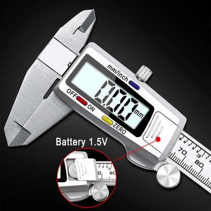 0-150mm Digital Vernier Stainless Steel LCD Display Caliper with Tri-color Button for Length Width Depth Diameter