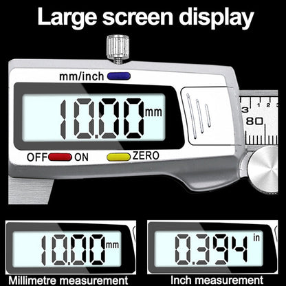 0-150mm Digital Vernier Stainless Steel LCD Display Caliper with Tri-color Button for Length Width Depth Diameter