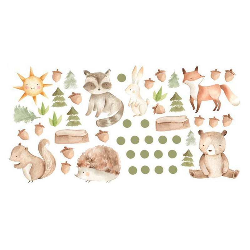 Cute Bear Fox Wall Stickers Jungle Animals Wall Decors for Kids Room, Bedroom, Playroom (without EN71 Certification)