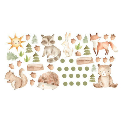 Cute Bear Fox Wall Stickers Jungle Animals Wall Decors for Kids Room, Bedroom, Playroom (without EN71 Certification)