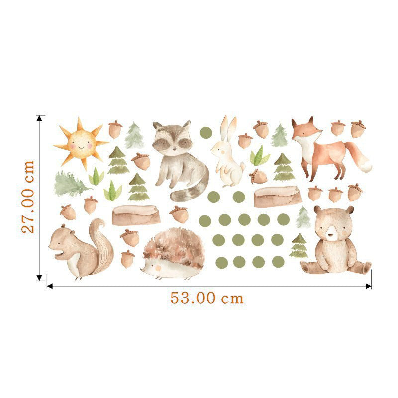 Cute Bear Fox Wall Stickers Jungle Animals Wall Decors for Kids Room, Bedroom, Playroom (without EN71 Certification)