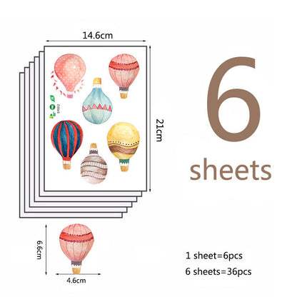 36Pcs / Set Cartoon Hot Air Balloon PVC Wall Stickers for Baby Kids Room Bedroom Nursery Removable DIY Wall Decals (No EN71 Certification)