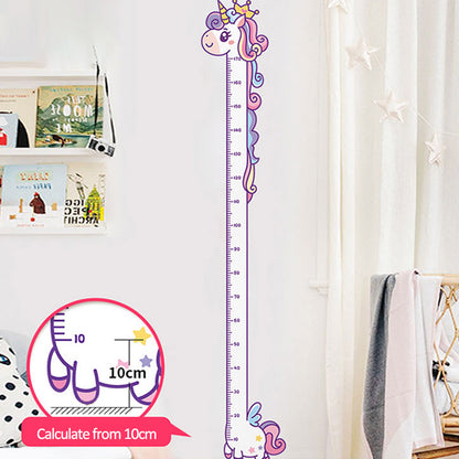 Cartoon Height Growth Chart Wall Sticker Self-Adhesive Height Wall Decal for Bedroom Living Room (No EN71)