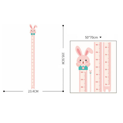 Cartoon Height Growth Chart Wall Sticker Self-Adhesive Height Wall Decal for Bedroom Living Room (No EN71)