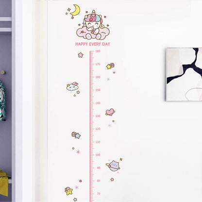 Cartoon Height Growth Chart Wall Sticker Self-Adhesive Height Wall Decal for Bedroom Living Room (No EN71)