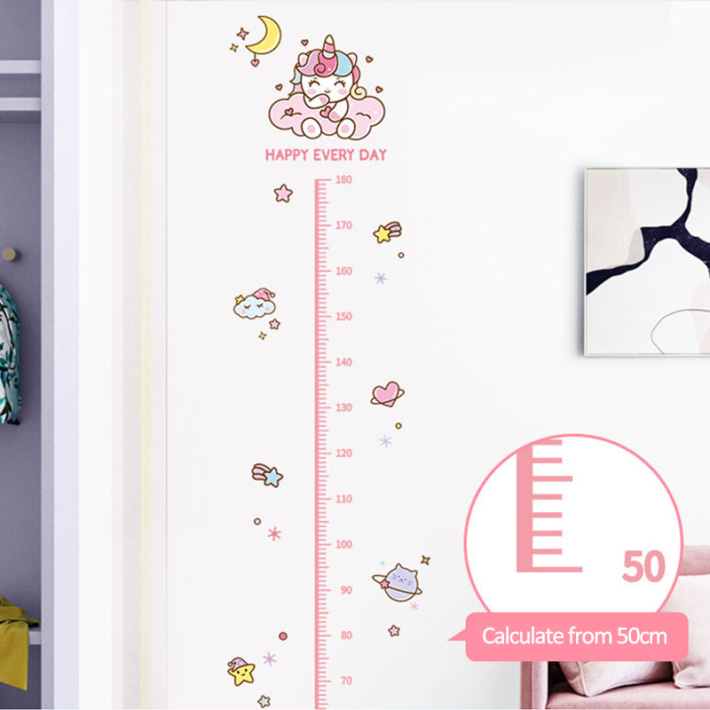 Cartoon Height Growth Chart Wall Sticker Self-Adhesive Height Wall Decal for Bedroom Living Room (No EN71)