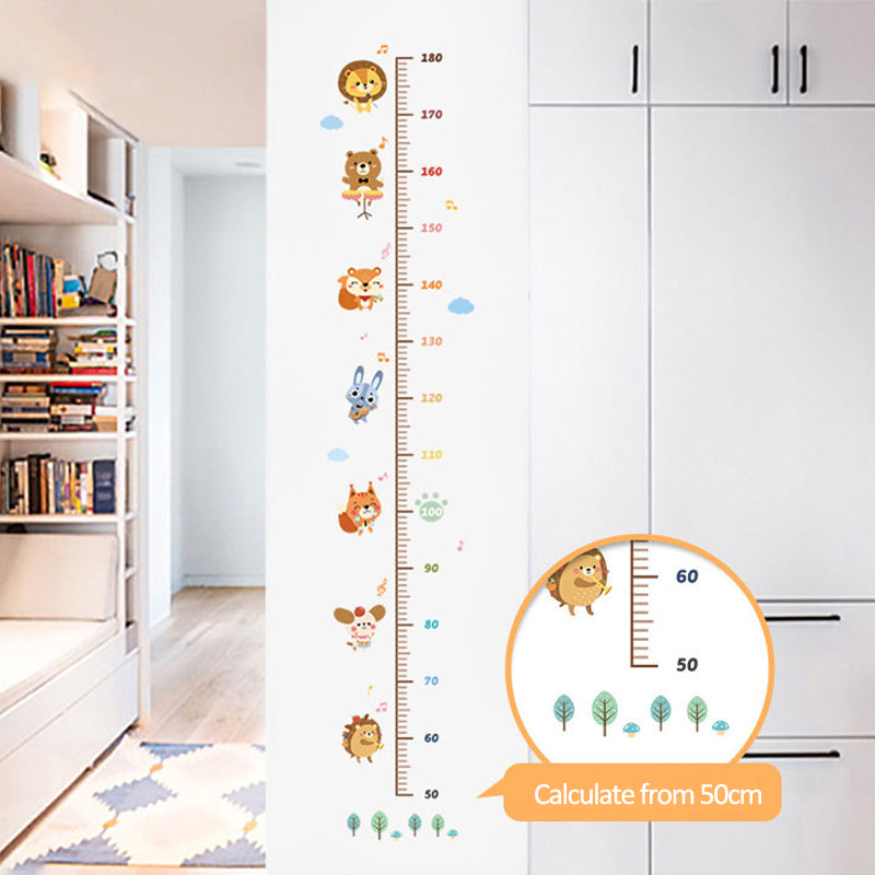 Cartoon Height Growth Chart Wall Sticker Self-Adhesive Height Wall Decal for Bedroom Living Room (No EN71)