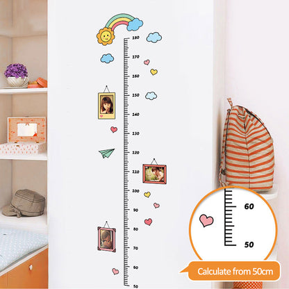 Cartoon Height Growth Chart Wall Sticker Self-Adhesive Height Wall Decal for Bedroom Living Room (No EN71)