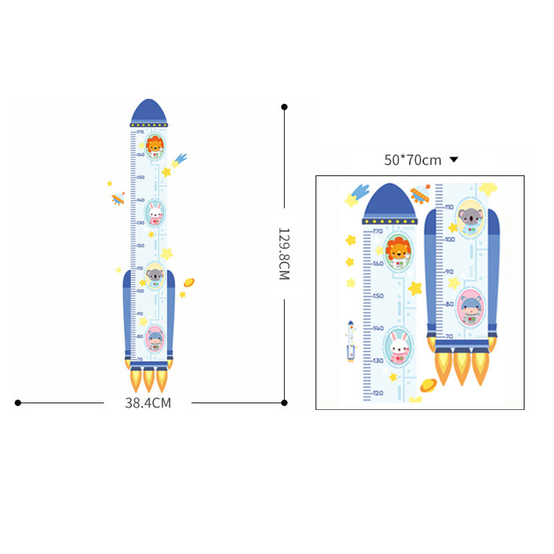 Cartoon Height Growth Chart Wall Sticker Self-Adhesive Height Wall Decal for Bedroom Living Room (No EN71)