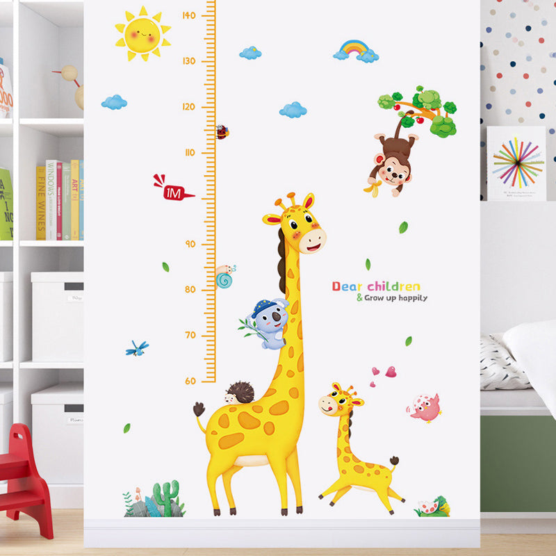 Cartoon Height Growth Chart Wall Sticker Self-Adhesive Height Wall Decal for Bedroom Living Room (No EN71)