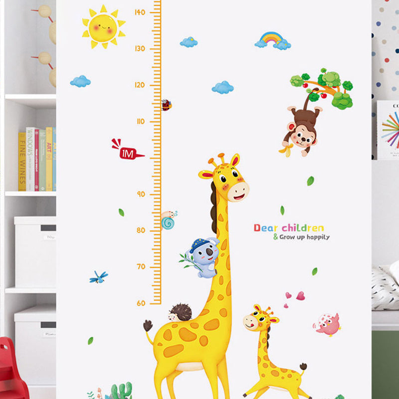 Cartoon Height Growth Chart Wall Sticker Self-Adhesive Height Wall Decal for Bedroom Living Room (No EN71)