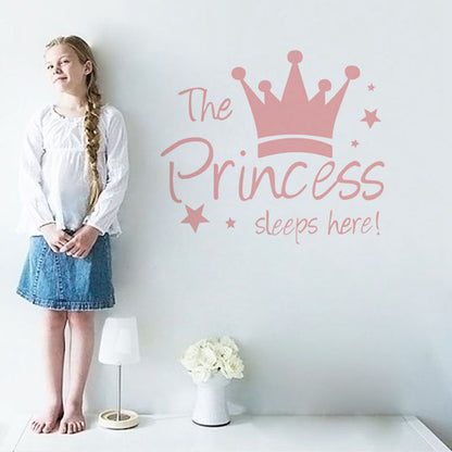 YJ912 1 Set Princess Crown Wall Decals PVC Sticker Wall Decoration for Kids Bedroom (No EN71 Certification), 28x32cm