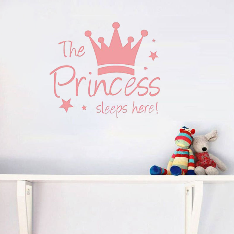 YJ912 1 Set Princess Crown Wall Decals PVC Sticker Wall Decoration for Kids Bedroom (No EN71 Certification), 28x32cm