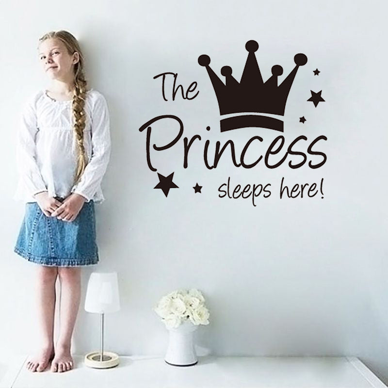 YJ912 1 Set Princess Crown Wall Decals PVC Sticker Wall Decoration for Kids Bedroom (No EN71 Certification), 28x32cm