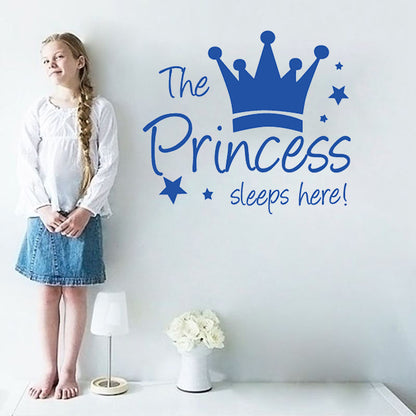 YJ912 1 Set Princess Crown Wall Decals PVC Sticker Wall Decoration for Kids Bedroom (No EN71 Certification), 28x32cm