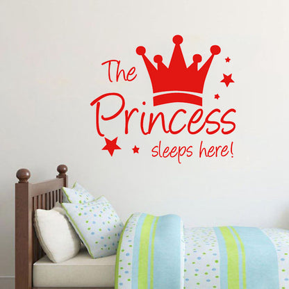 YJ912 1 Set Princess Crown Wall Decals PVC Sticker Wall Decoration for Kids Bedroom (No EN71 Certification), 28x32cm