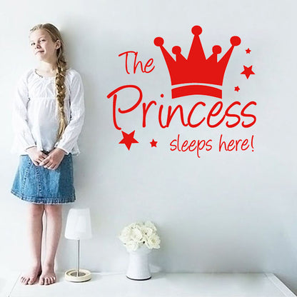 YJ912 1 Set Princess Crown Wall Decals PVC Sticker Wall Decoration for Kids Bedroom (No EN71 Certification), 28x32cm